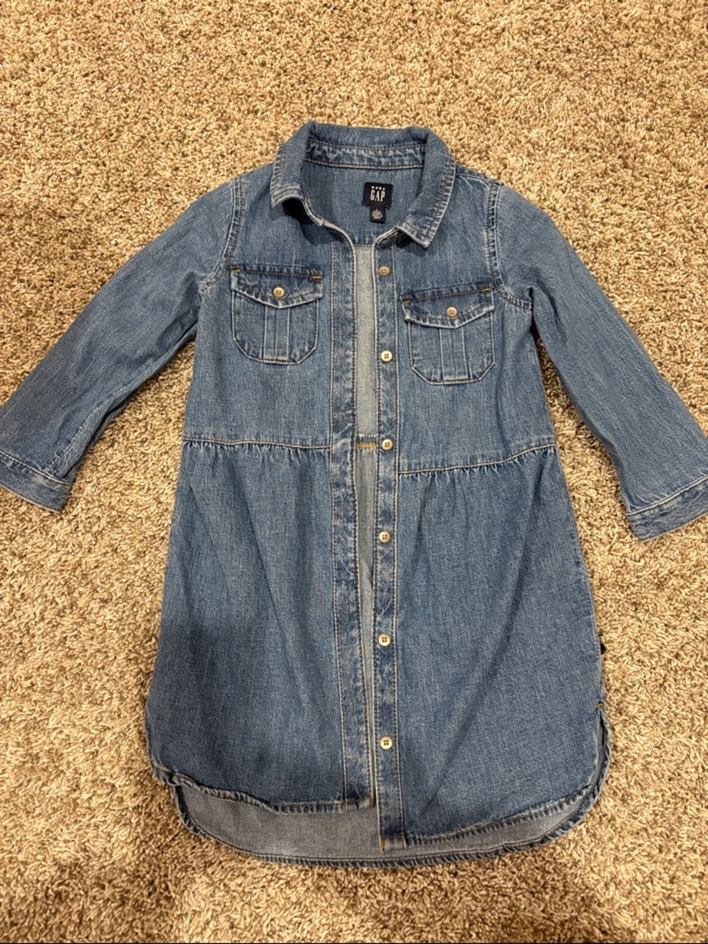 GAP Medium Blue Denim Button-Front Shirt Dress